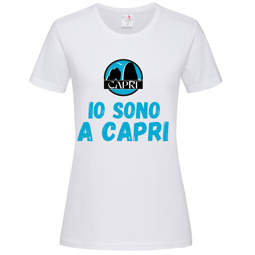 T-Shirt Women Premium IO SONO A CAPRI SCRITTA AZZURRA