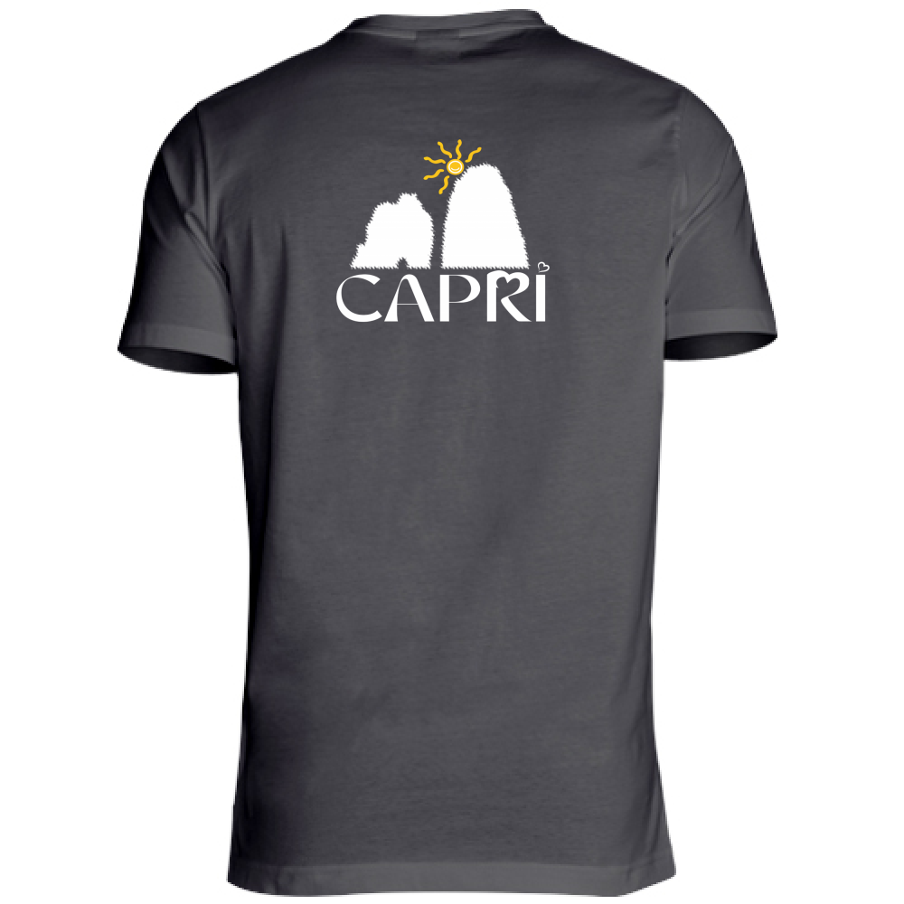 Unisex Large T-Shirt CAPRI HAPPY FARAGLIONI WHITE
