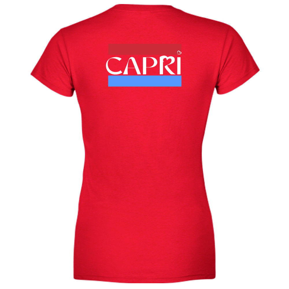 T-Shirt Women Premium CAPRI FASCIA ROSSO BLUE BIANCO