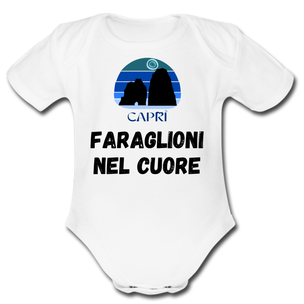 Body Bambino FARAGLIONI DI CAPRI NEL CUORE SCRITTA NERA