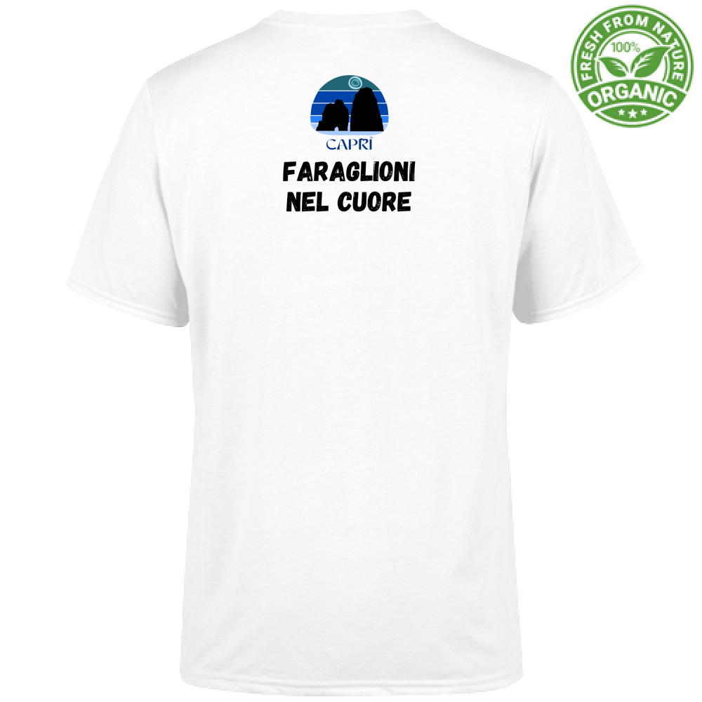 T-Shirt Unisex Organic FARAGLIONI DI CAPRI NEL CUORE SCRITTA NERA