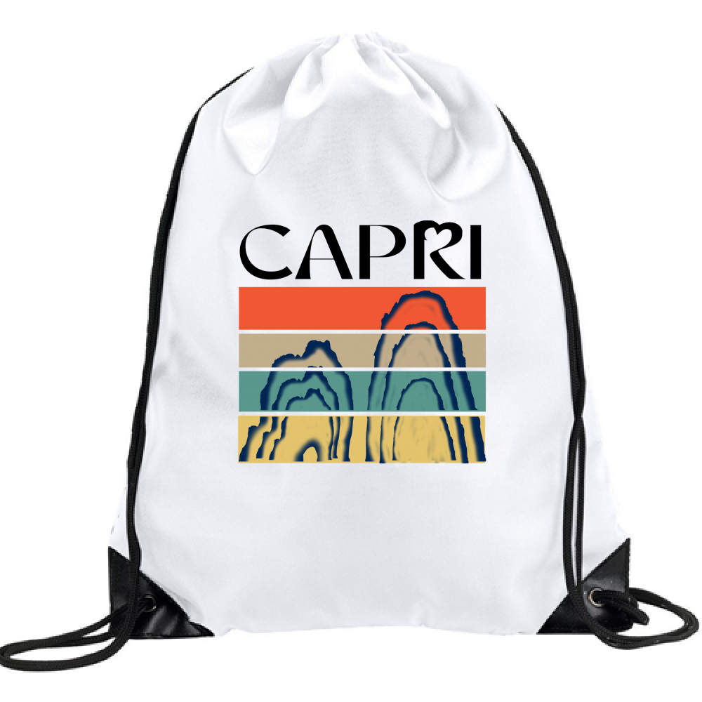 CAPRI PORTIONS FARAGLIONI BLACK WRITING BACKPACK