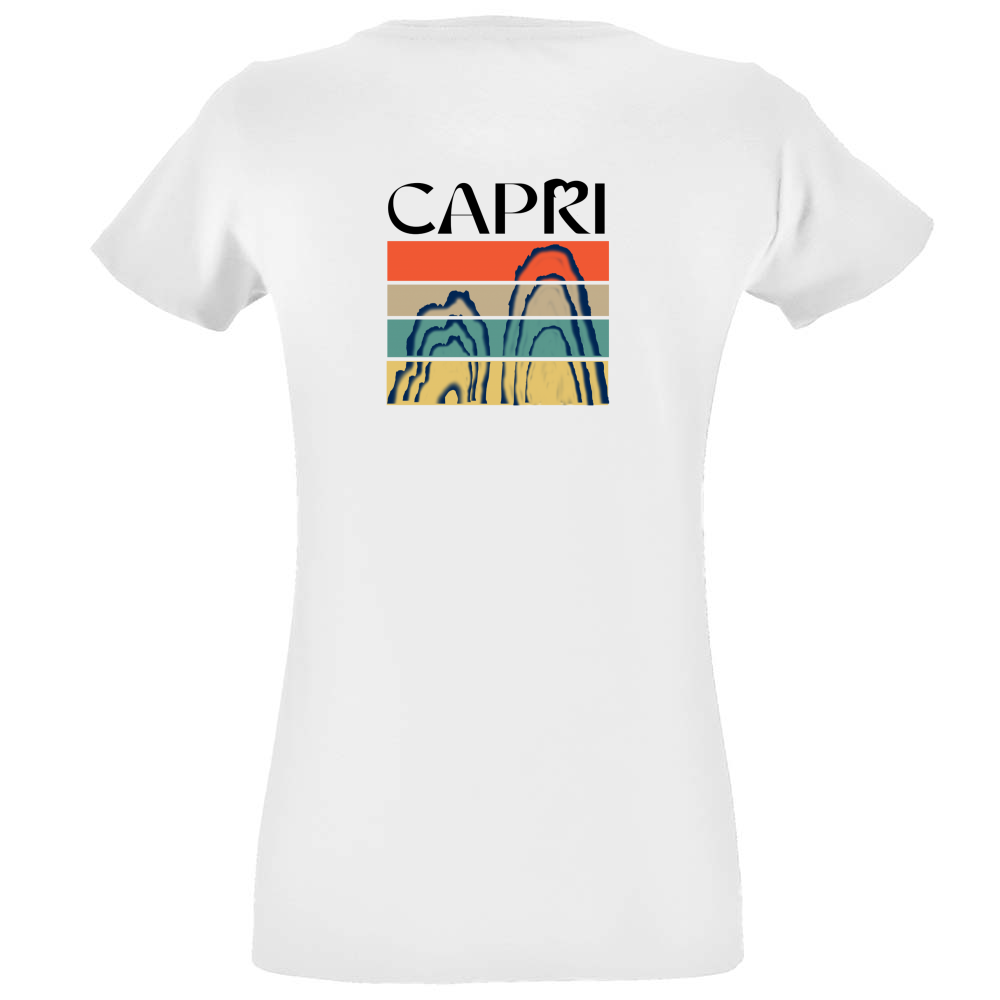 T-Shirt Women Fit CAPRI PORZIONI FARAGLIONI SCRITTA NERA