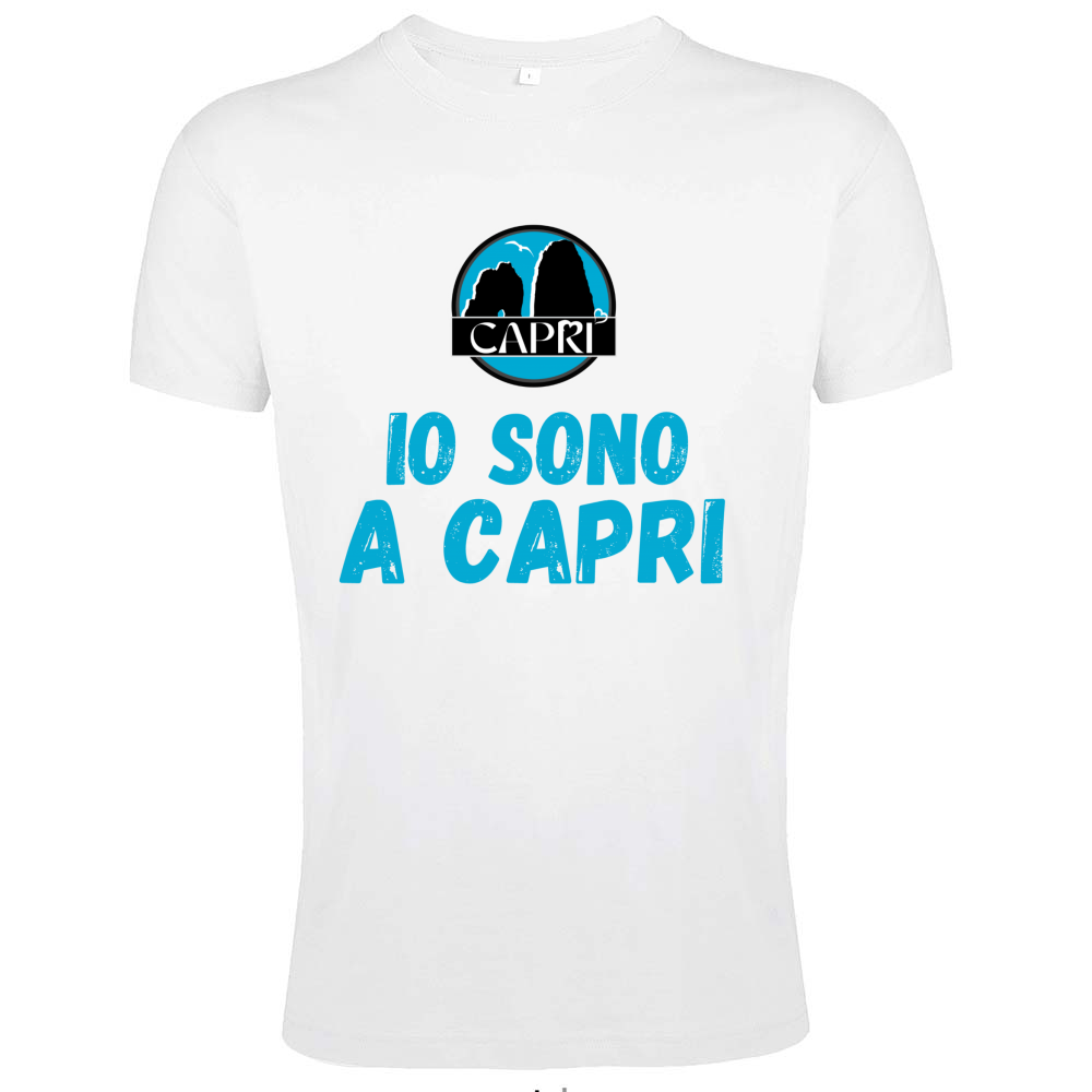T-Shirt Men Fit IO SONO A CAPRI SCRITTA AZZURRA
