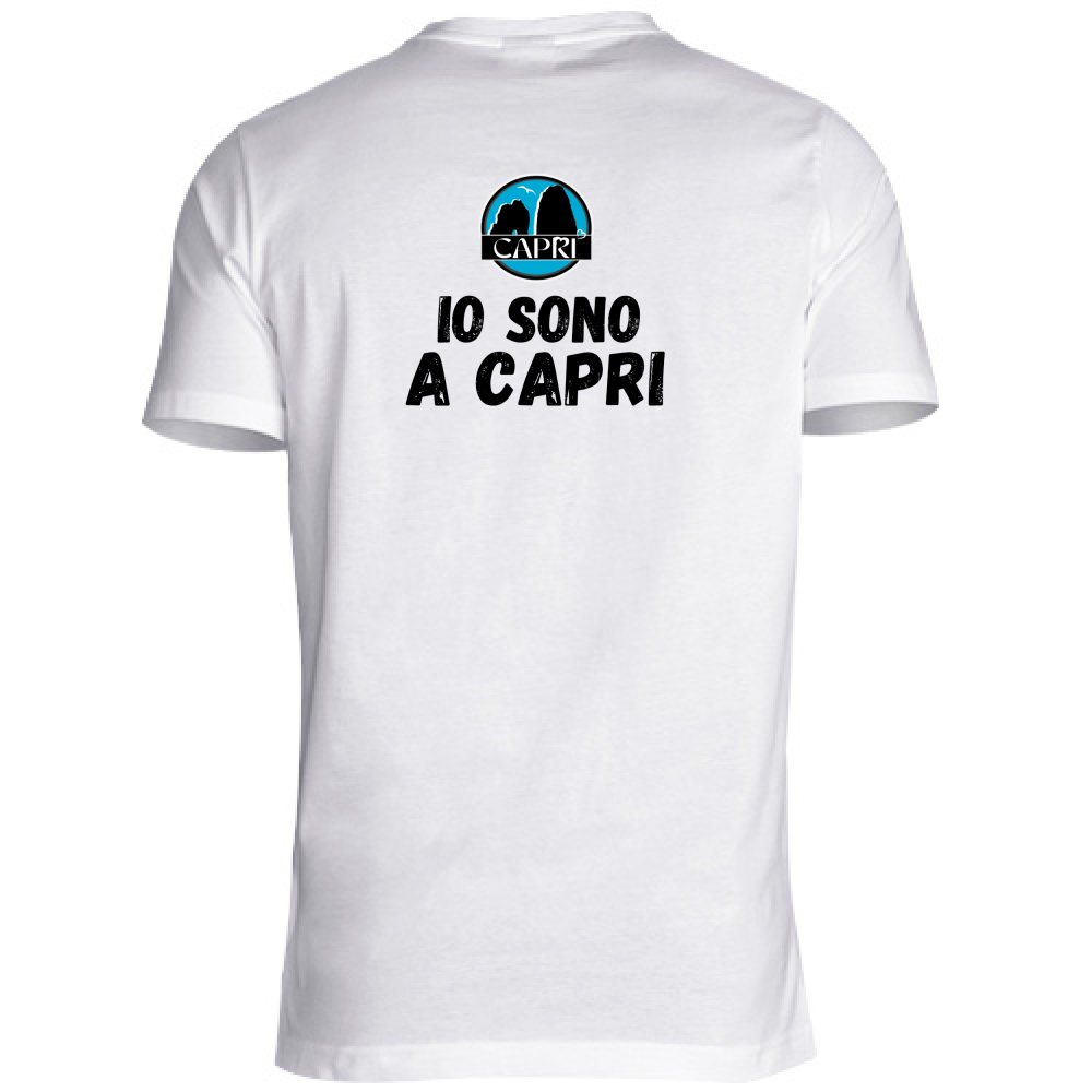 T-Shirt Unisex Scollo V IO SONO A CAPRI SCRITTA NERA