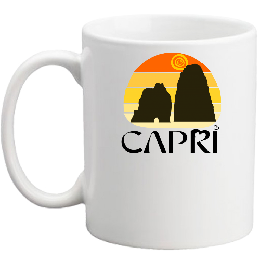 CAPRI SUNSET VINTAGE BLACK WRITING Mug