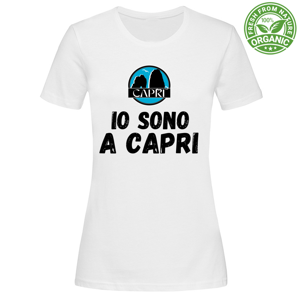 T-Shirt Woman Organic IO SONO A CAPRI SCRITTA NERA