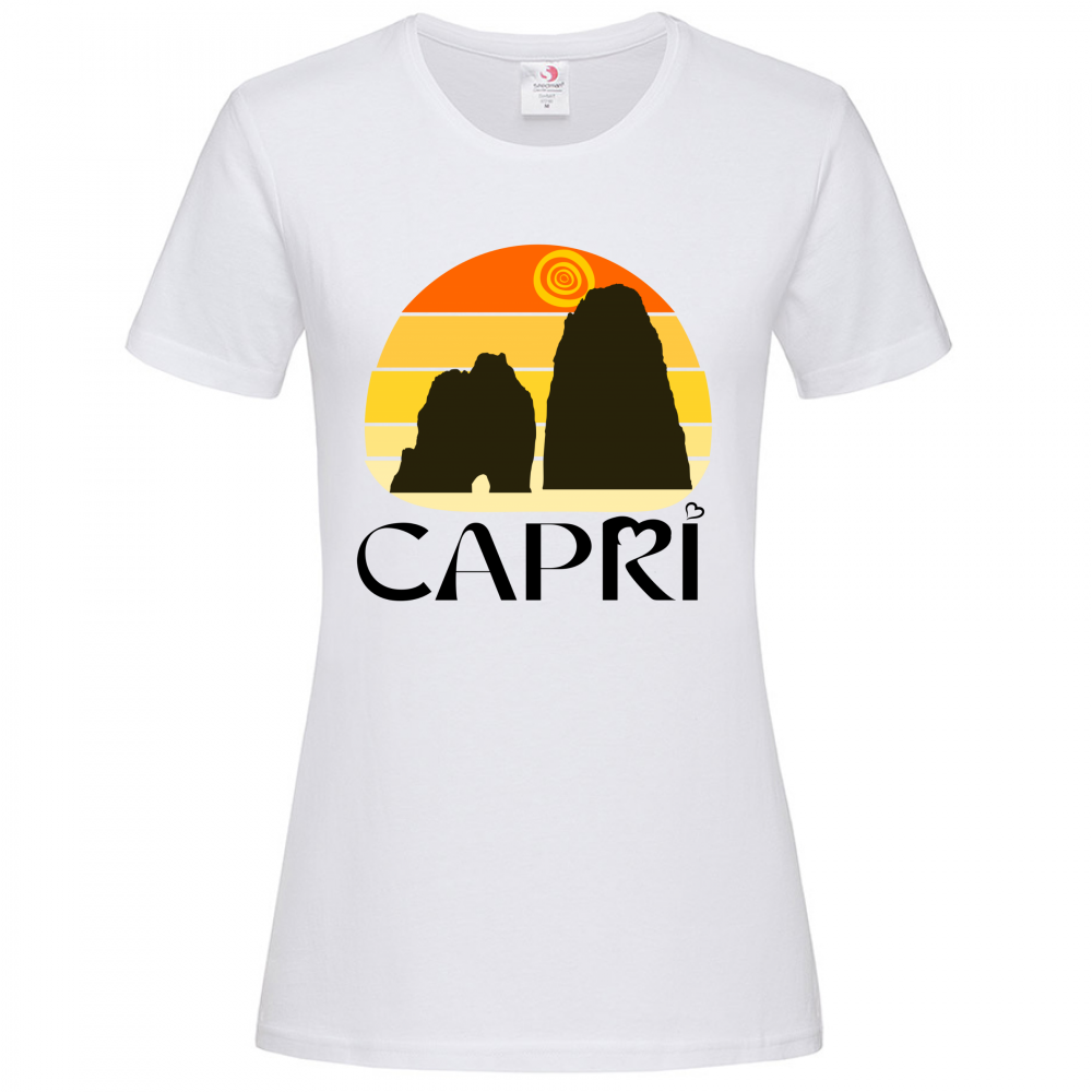 T-Shirt Women Premium CAPRI TRAMONTO VINTAGE SCRITTA NERA