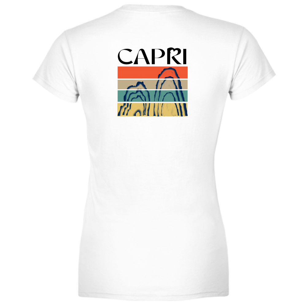 T-Shirt Women Premium CAPRI PORZIONI FARAGLIONI SCRITTA NERA