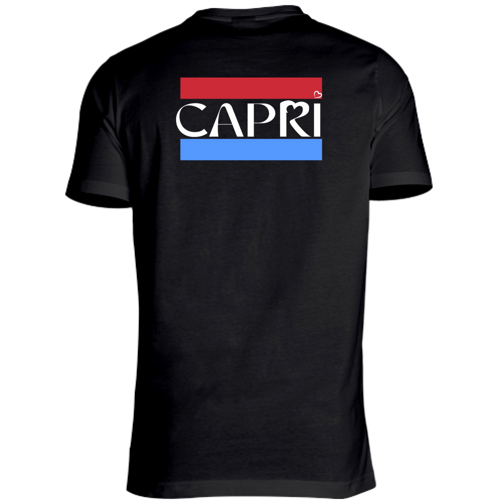 T-Shirt Unisex Scollo V CAPRI FASCIA ROSSO BLUE BIANCO