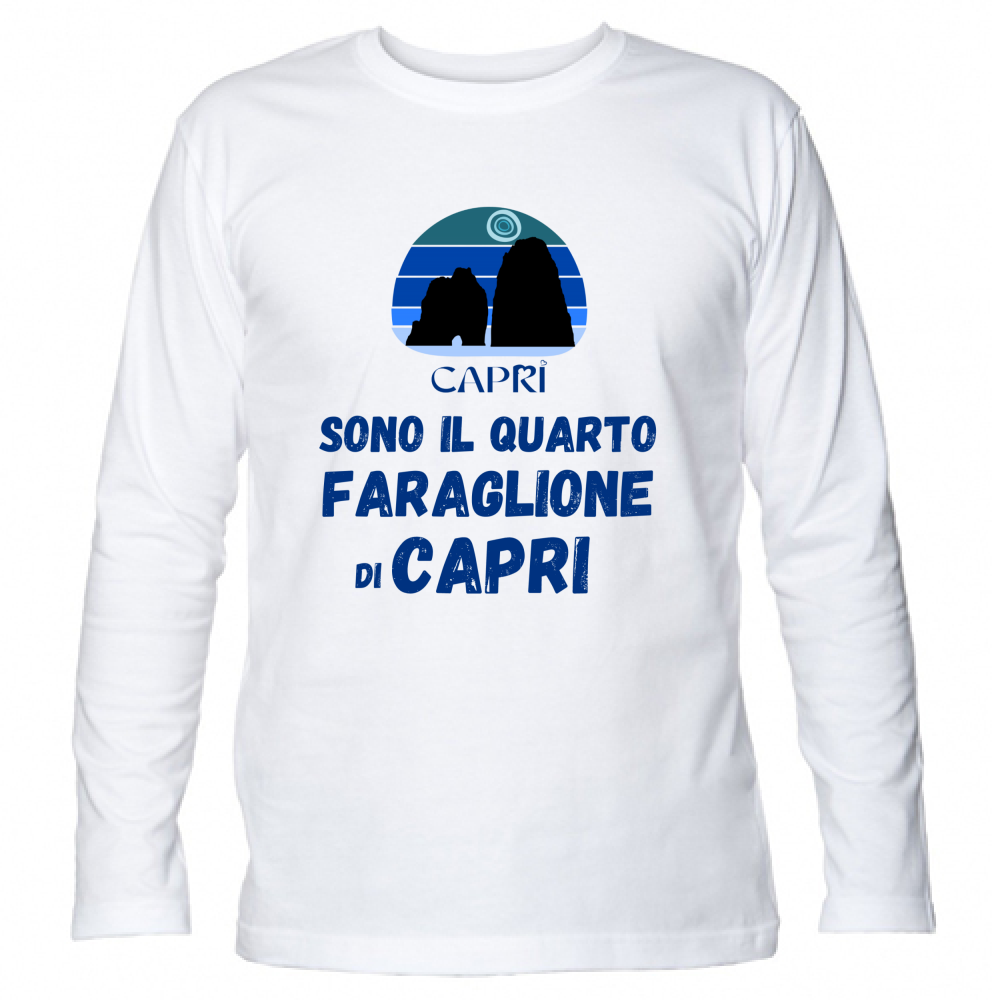 T-Shirt Unisex Manica Lunga SONO IL QUARTO FARAGLIONE DI CAPRI SCRITTA BLUE