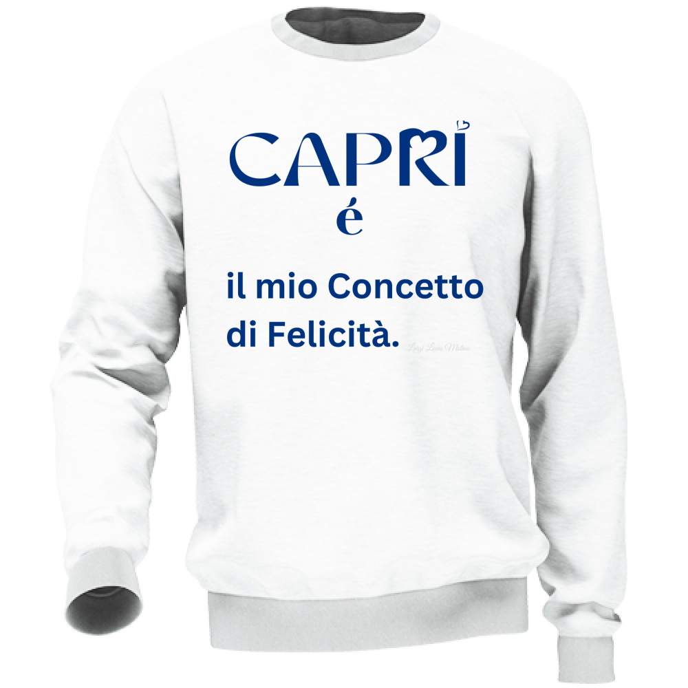 Felpa Unisex Capri é il mio concetto di Felicità scritta Blue