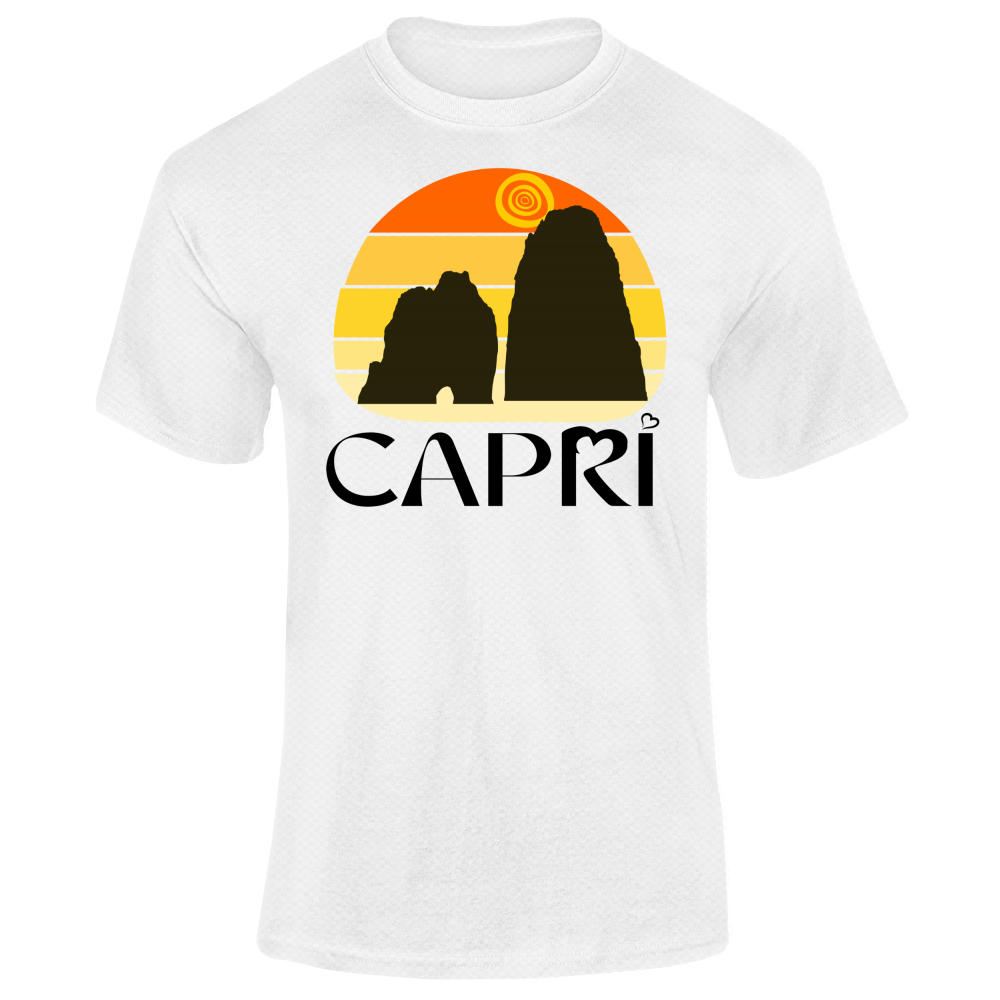 T-Shirt Unisex Dry Sport CAPRI TRAMONTO VINTAGE SCRITTA NERA