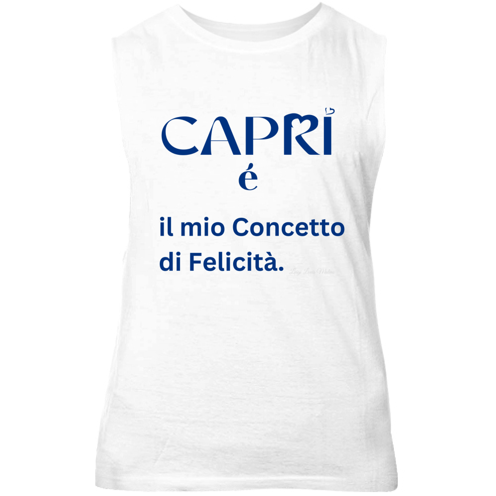 Canotta Unisex Capri é il mio concetto di Felicità scritta Blue