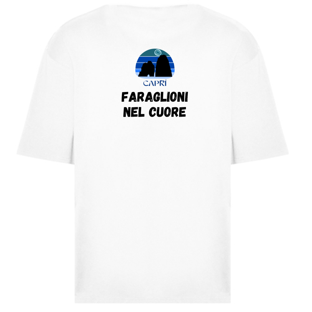 T-Shirt Oversize FARAGLIONI DI CAPRI NEL CUORE SCRITTA NERA