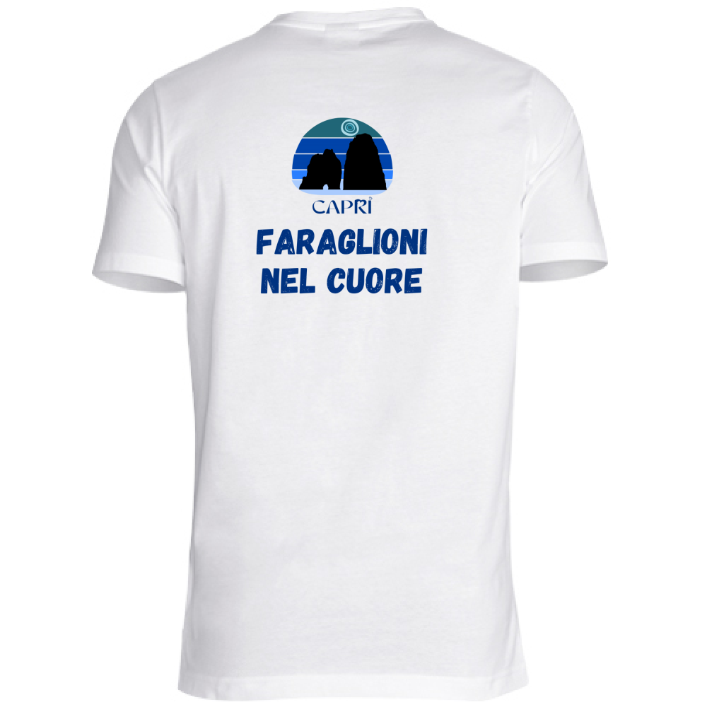 T-Shirt Unisex FARAGLIONI DI CAPRI NEL CUORE SCRITTA BLUE