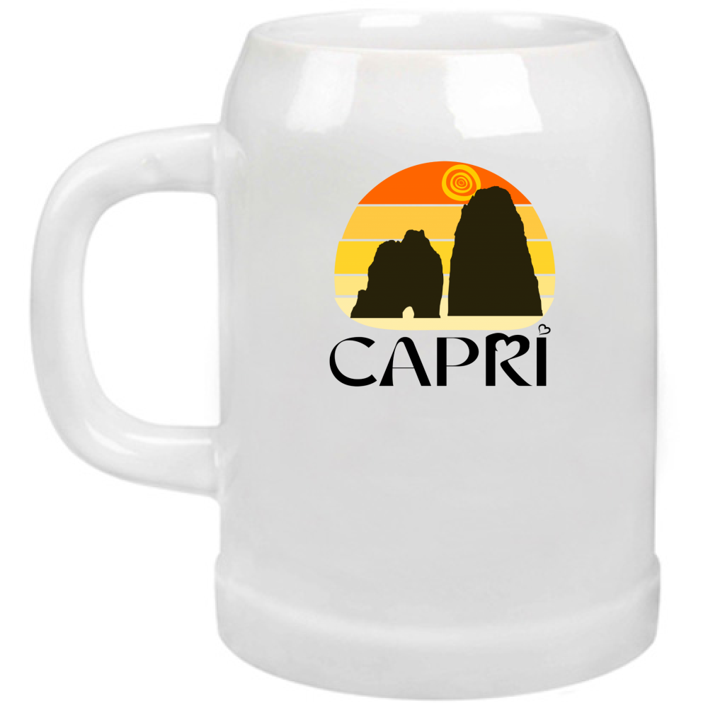 Boccale Birra CAPRI TRAMONTO VINTAGE SCRITTA NERA