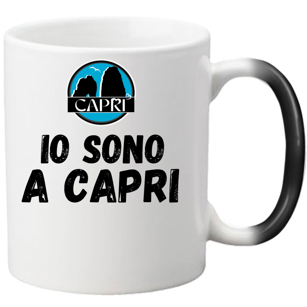 Magic Mug I AM IN CAPRI BLACK WRITING