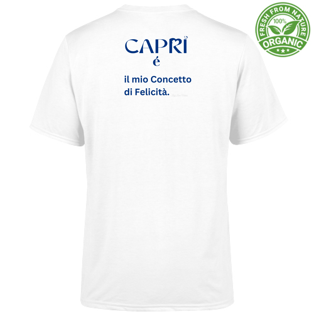 T-Shirt Unisex Organic Capri é il mio concetto di Felicità scritta Blue
