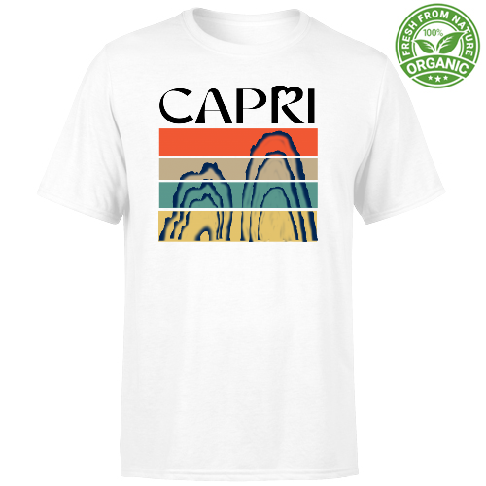 T-Shirt Unisex Organic CAPRI PORZIONI FARAGLIONI SCRITTA NERA