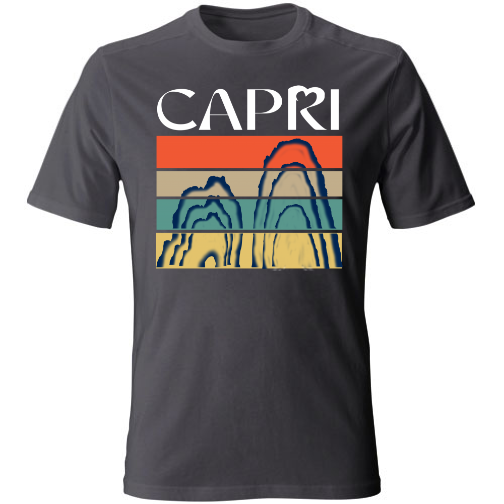 T-Shirt Unisex CAPRI PORZIONI FARAGLIONI SCRITTA BIANCA