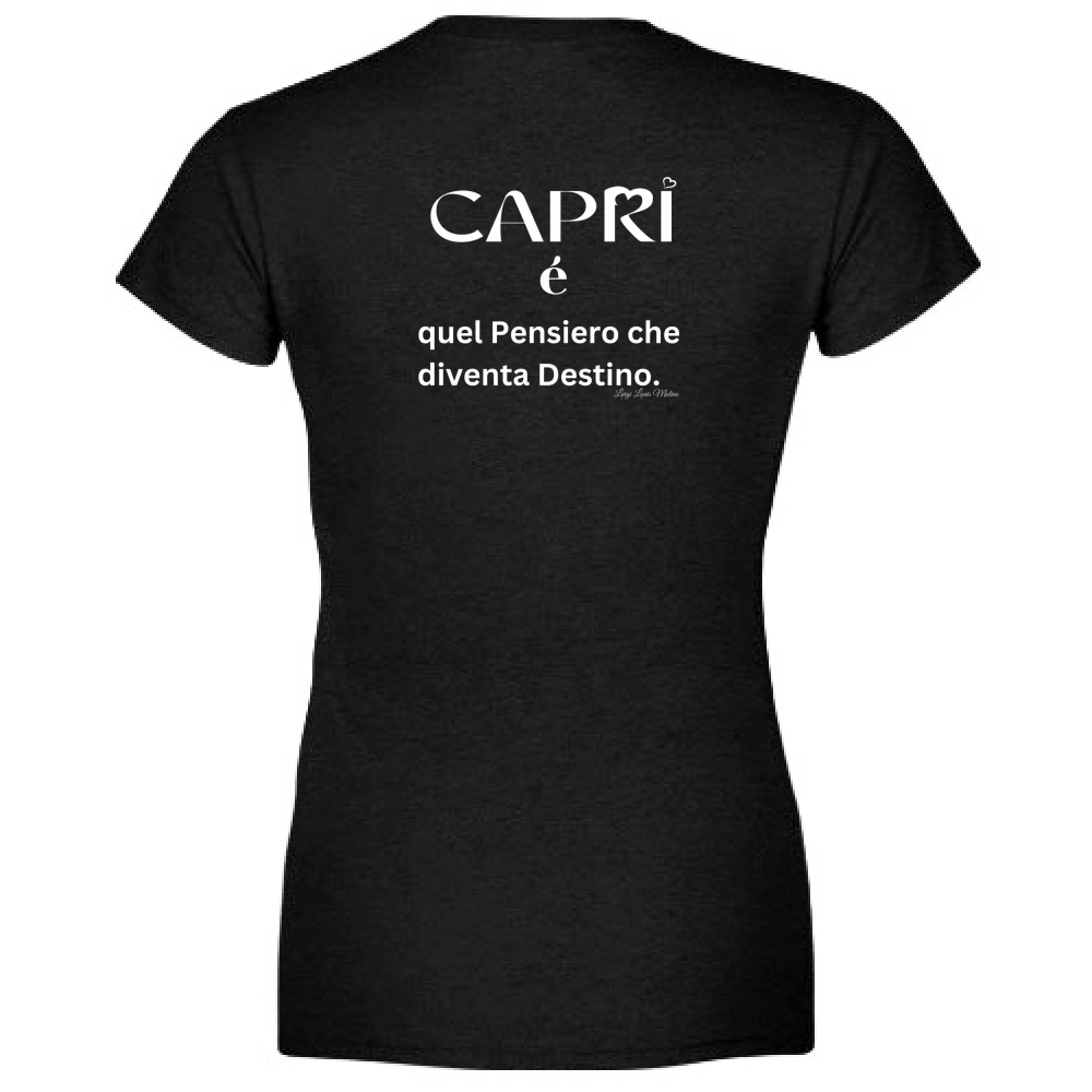 T-Shirt Woman Organic Capri quel Pensiero che diventa Destino scritta bi
