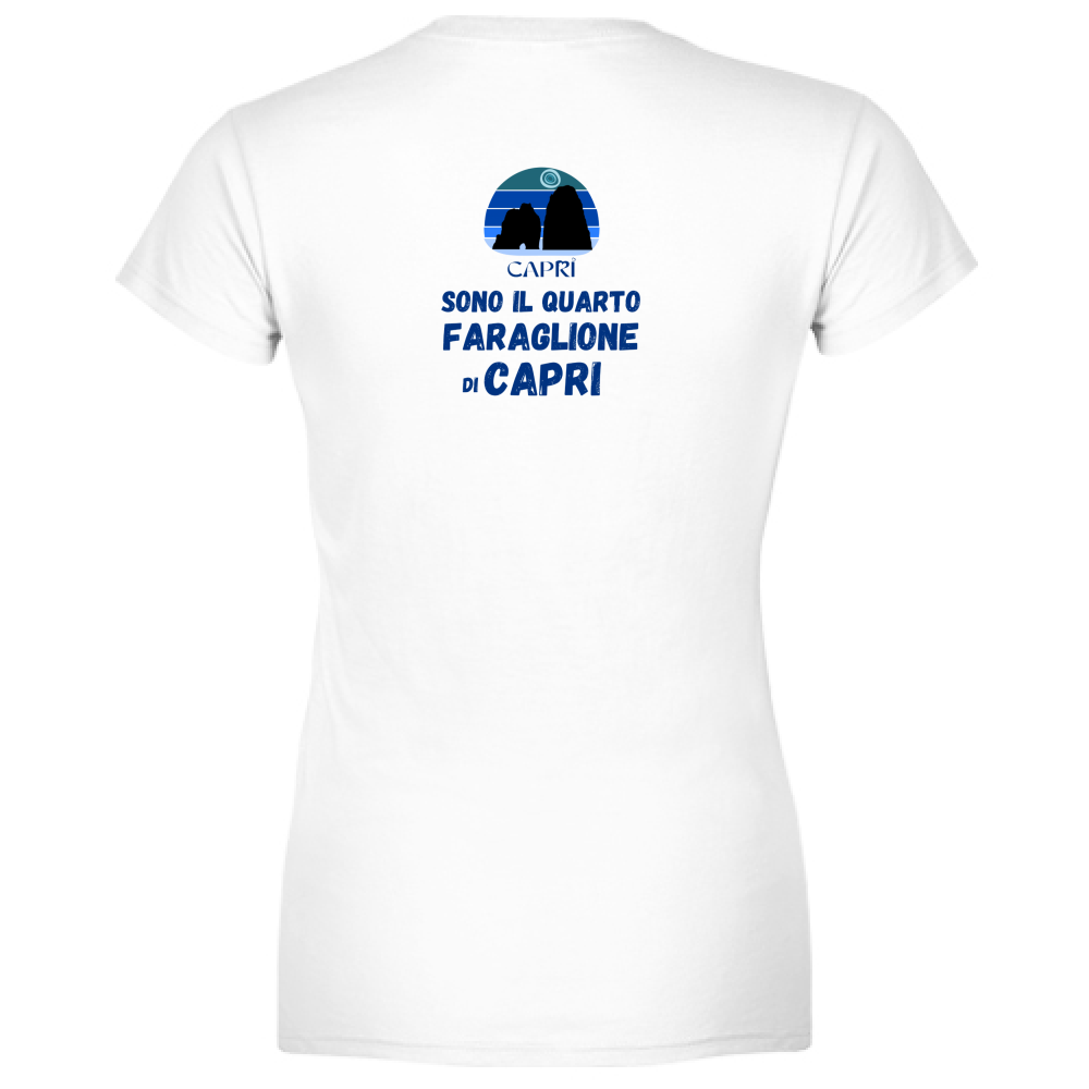 T-Shirt Women Premium SONO IL QUARTO FARAGLIONE DI CAPRI SCRITTA BLUE