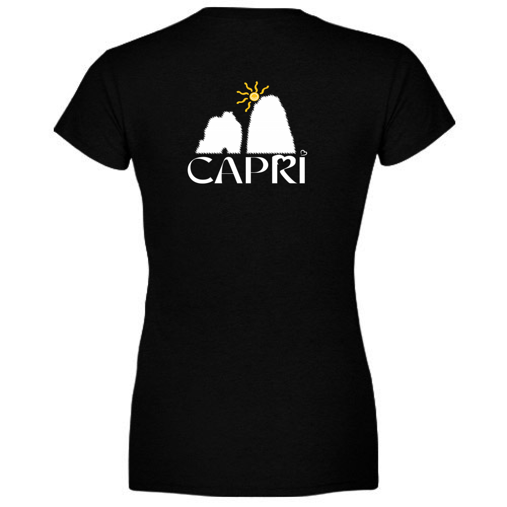 Women's T-Shirt V-Neck CAPRI HAPPY FARAGLIONI WHITE