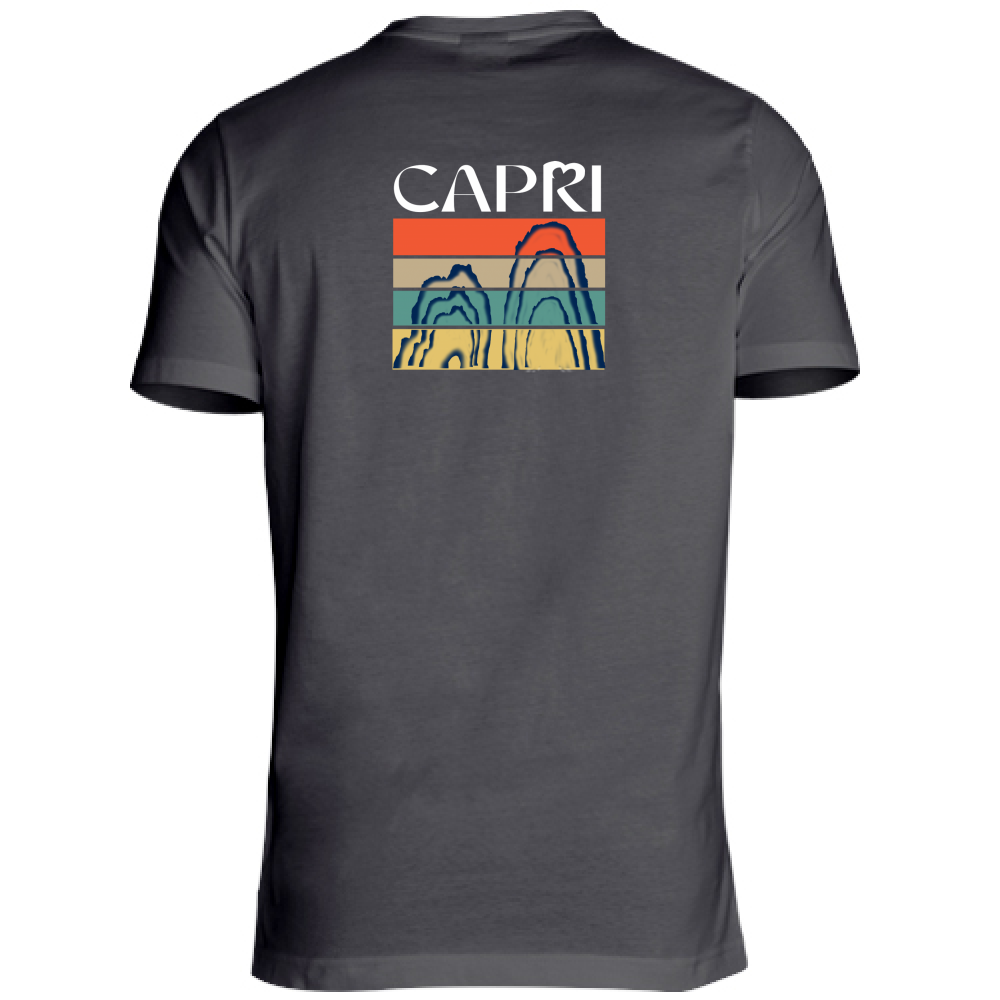 T-Shirt Unisex Large CAPRI PORZIONI FARAGLIONI SCRITTA BIANCA