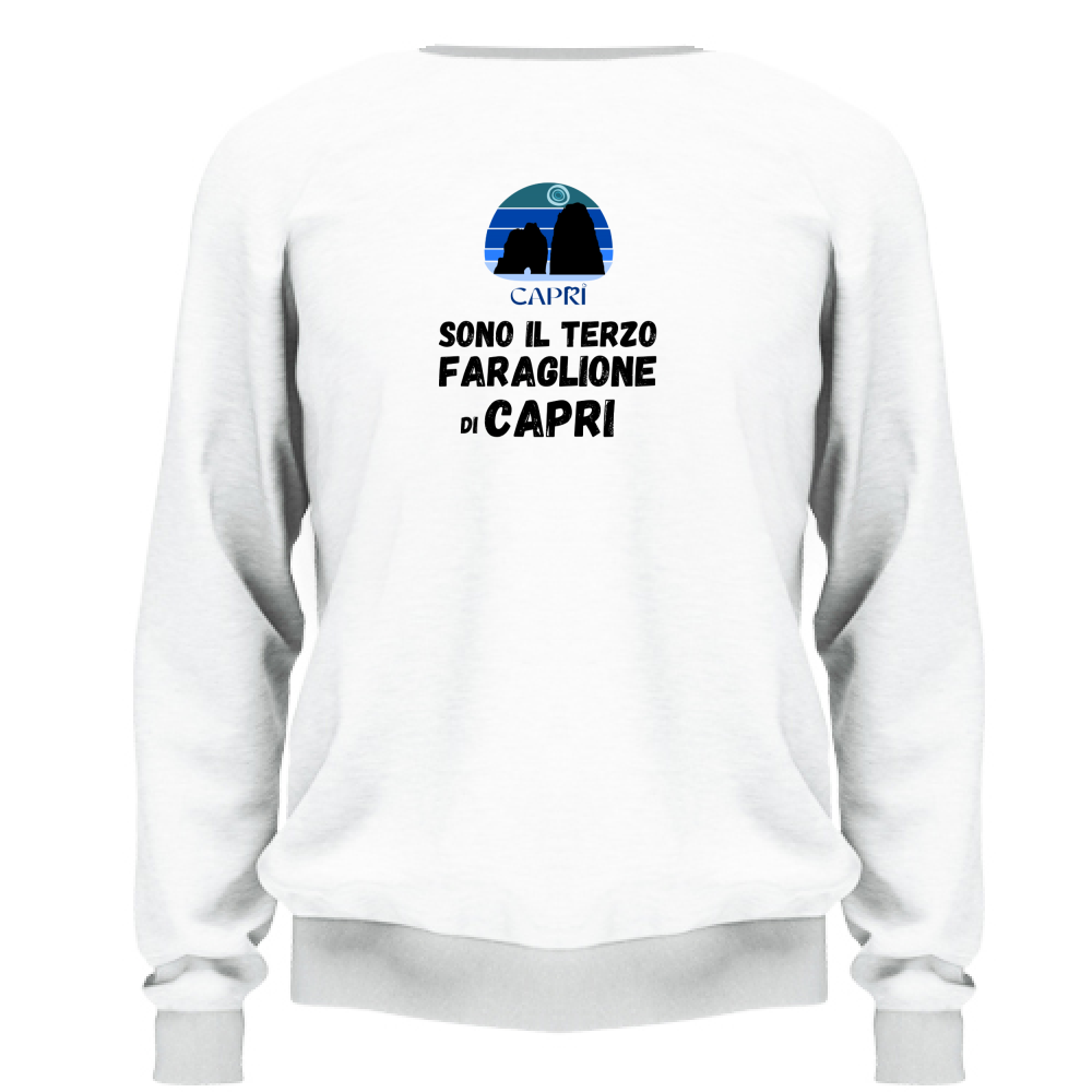 Felpa Unisex SONO IL TERZO FARAGLIONE DI CAPRI SCRITTA NERA
