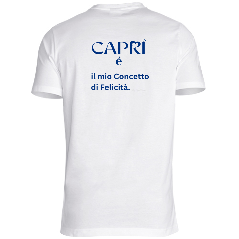 T-Shirt Bambino Capri é il mio concetto di Felicità scritta Blue