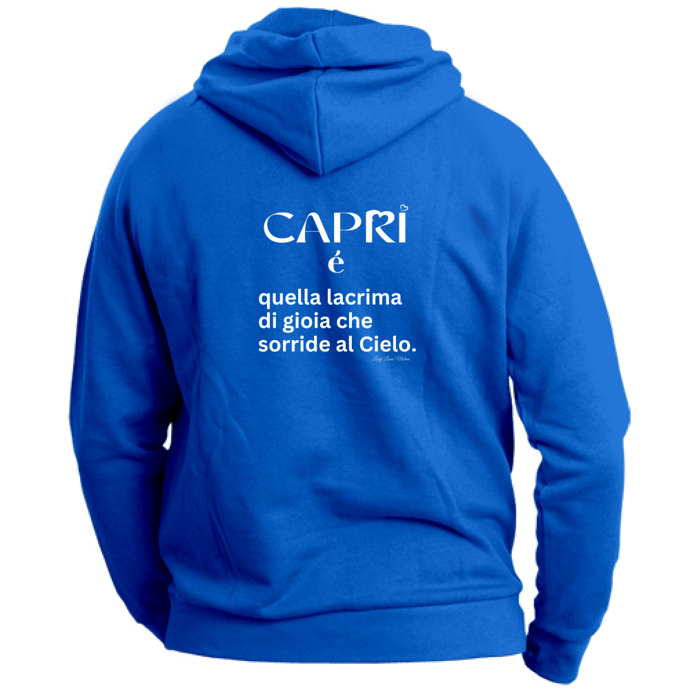 Felpa con Cappuccio Unisex Large Capri é quella lacrima di gioia scritta bianca