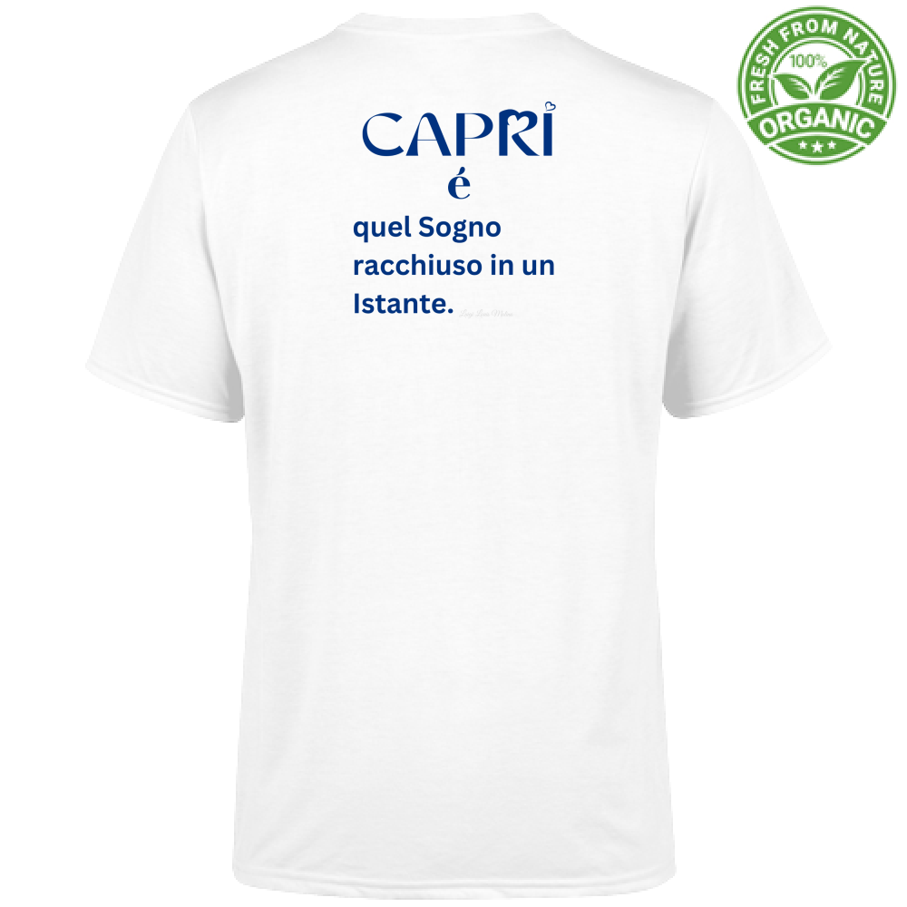 T-Shirt Bambino Organic Capri Sogno racchiuso in un istante scritta Blue