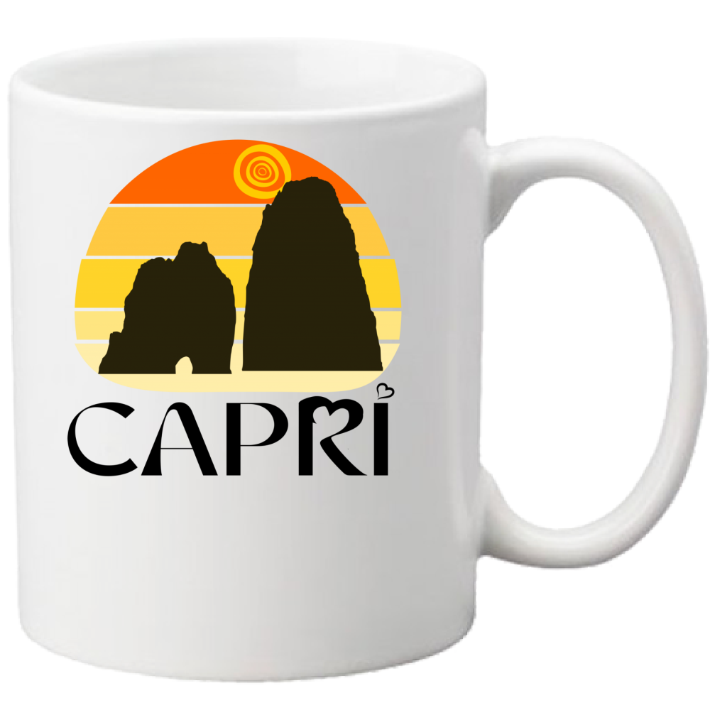 CAPRI SUNSET VINTAGE BLACK WRITING Mug