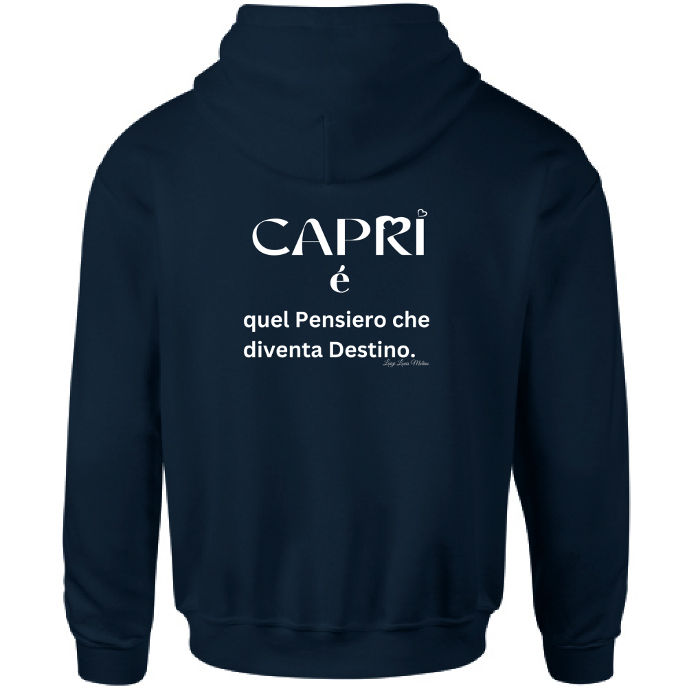 Felpa Bambino con Cappuccio Capri quel Pensiero che diventa Destino scritta bi