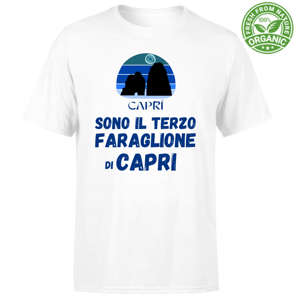 T-Shirt Unisex Organic SONO IL TERZO FARAGLIONE DI CAPRI SCRITTA BLU