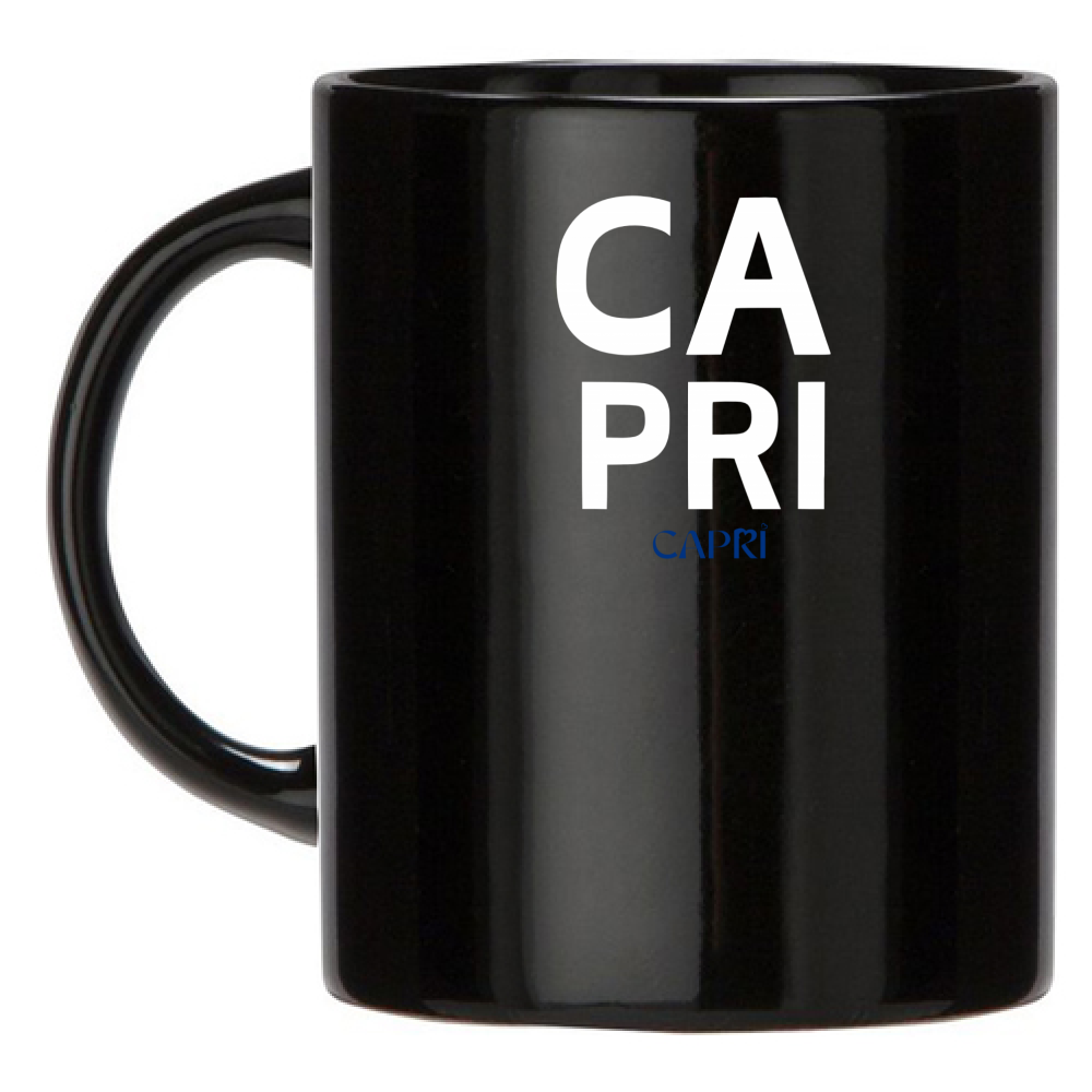 Black Mug CAPRI DESIGN WHITE WRITING