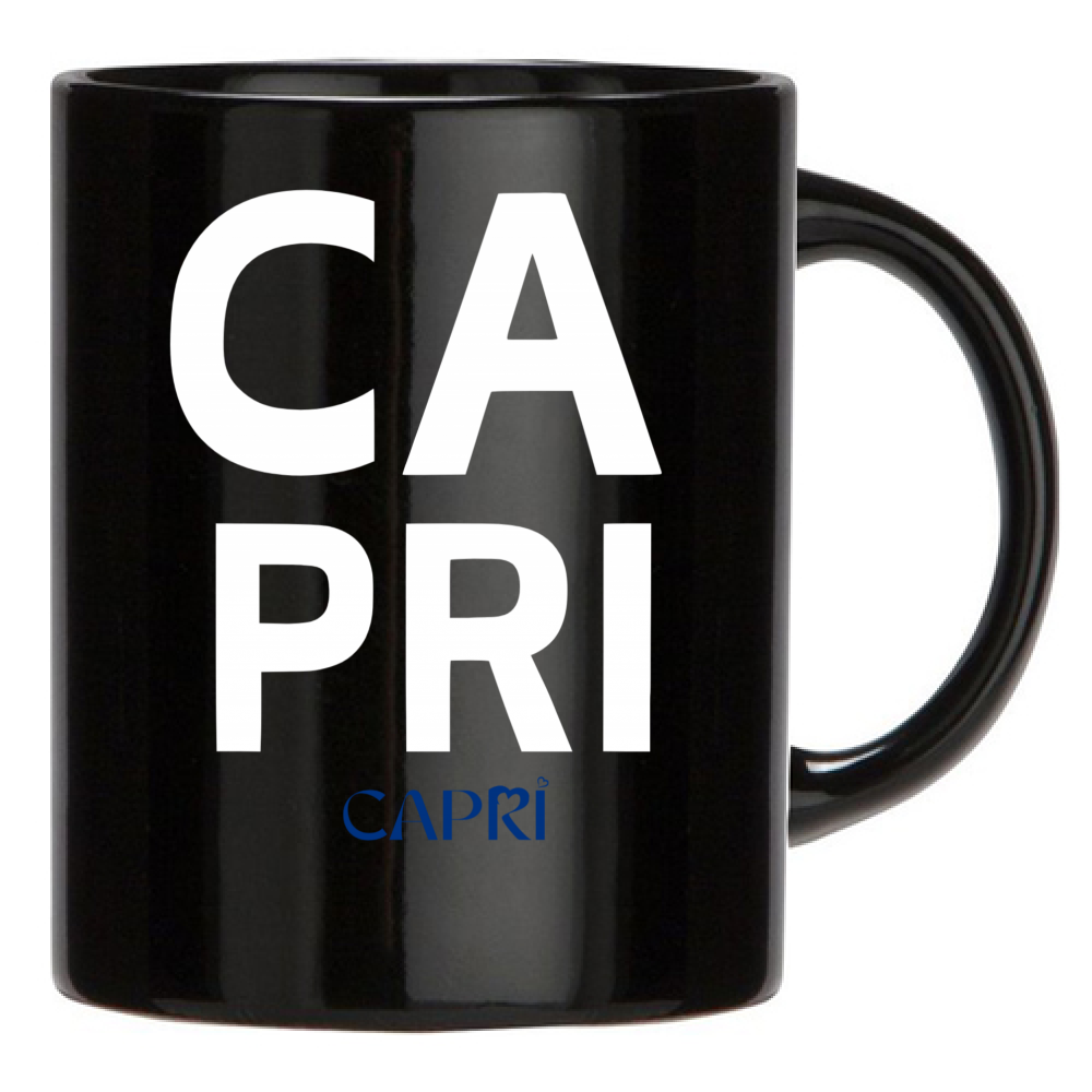 Black Mug CAPRI DESIGN WHITE WRITING