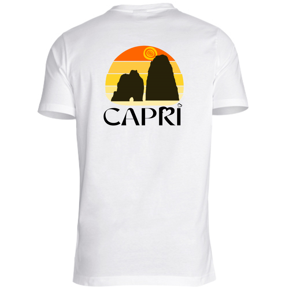 T-Shirt Unisex CAPRI TRAMONTO VINTAGE SCRITTA NERA