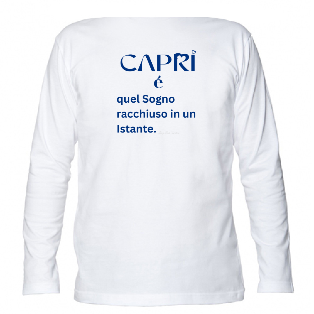 T-Shirt Unisex Manica Lunga Capri Sogno racchiuso in un istante scritta Blue