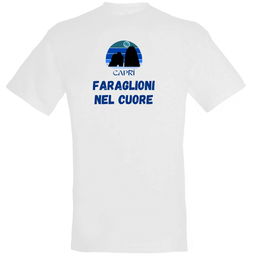 T-Shirt Unisex Dry Sport FARAGLIONI DI CAPRI NEL CUORE SCRITTA BLUE
