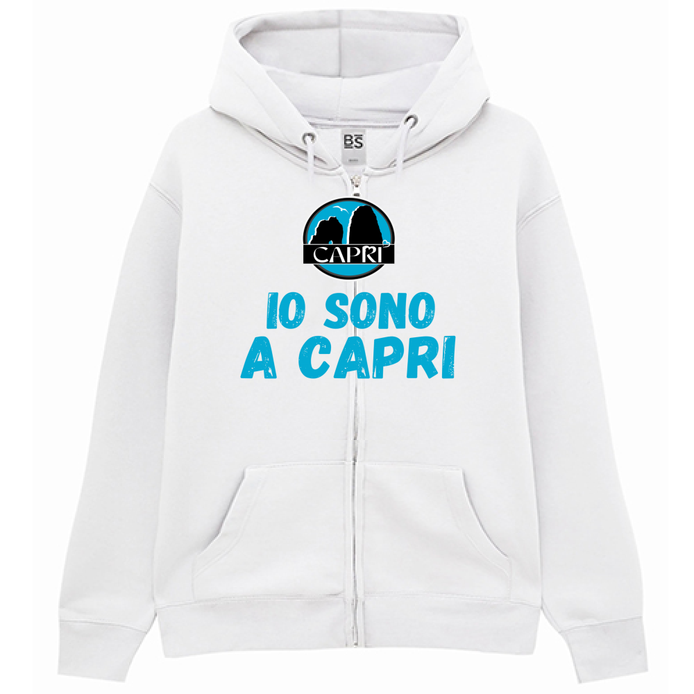 Premium Hoodie Zip I AM IN CAPRI BLUE WRITING
