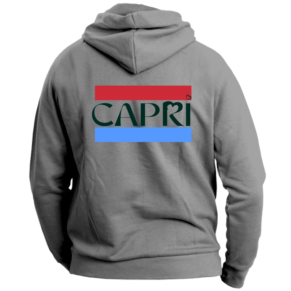 Unisex Hoodie Large CAPRI RED BLUE BAND BLACK WRITING