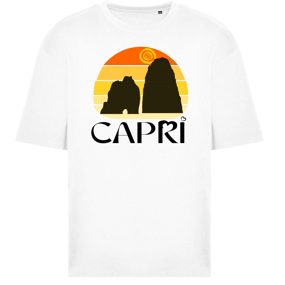 T-Shirt Oversize CAPRI TRAMONTO VINTAGE SCRITTA NERA