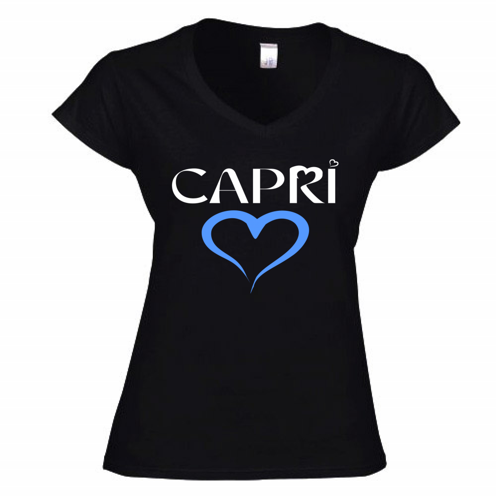 T-Shirt Donna Scollo V CAPRI CUORE AZZURRO