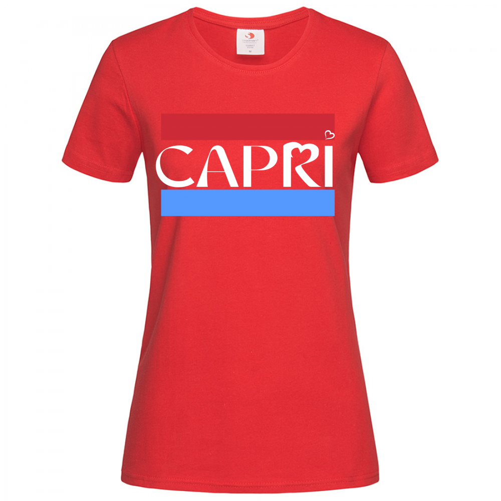 T-Shirt Women Premium CAPRI FASCIA ROSSO BLUE BIANCO