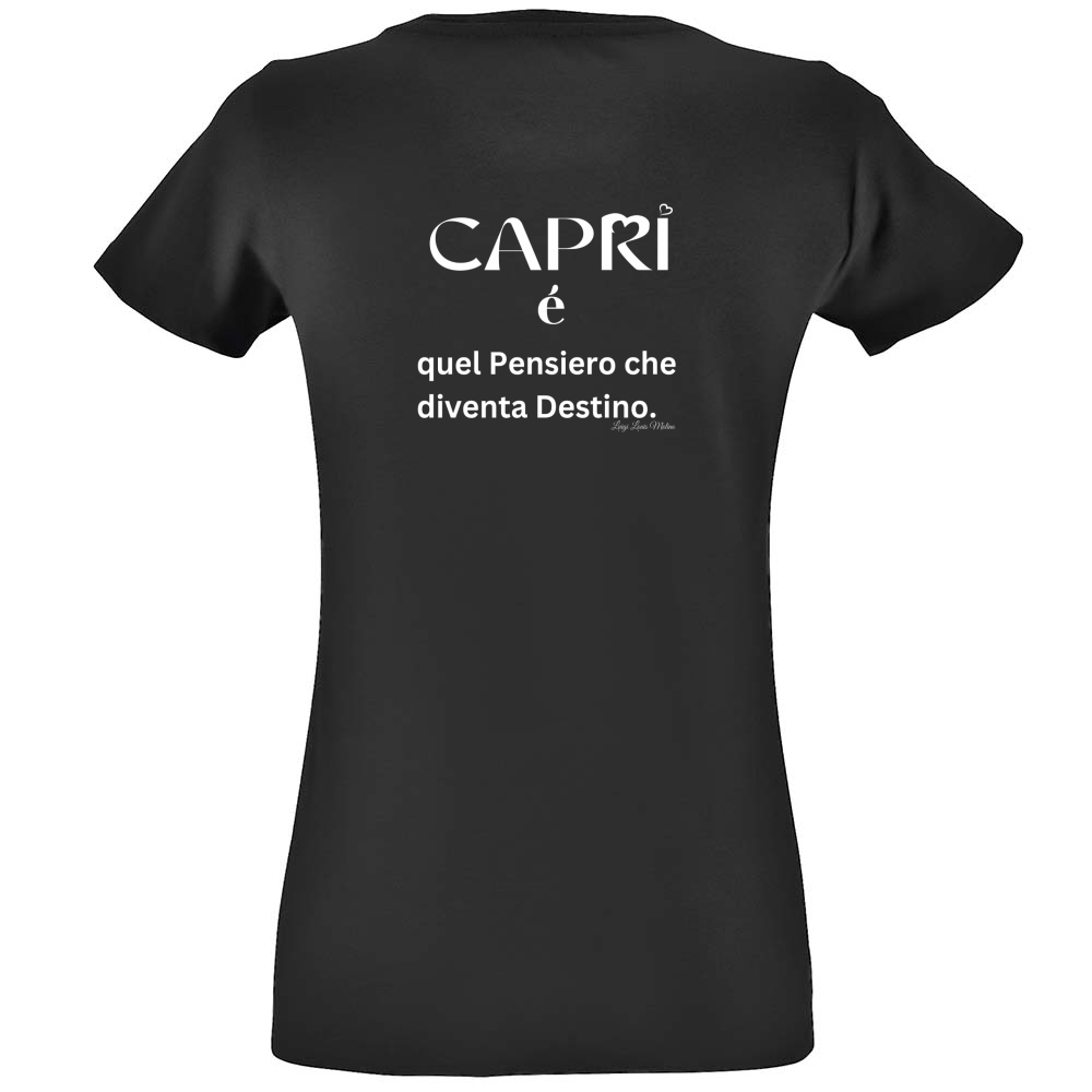 T-Shirt Women Fit Capri quel Pensiero che diventa Destino scritta bi