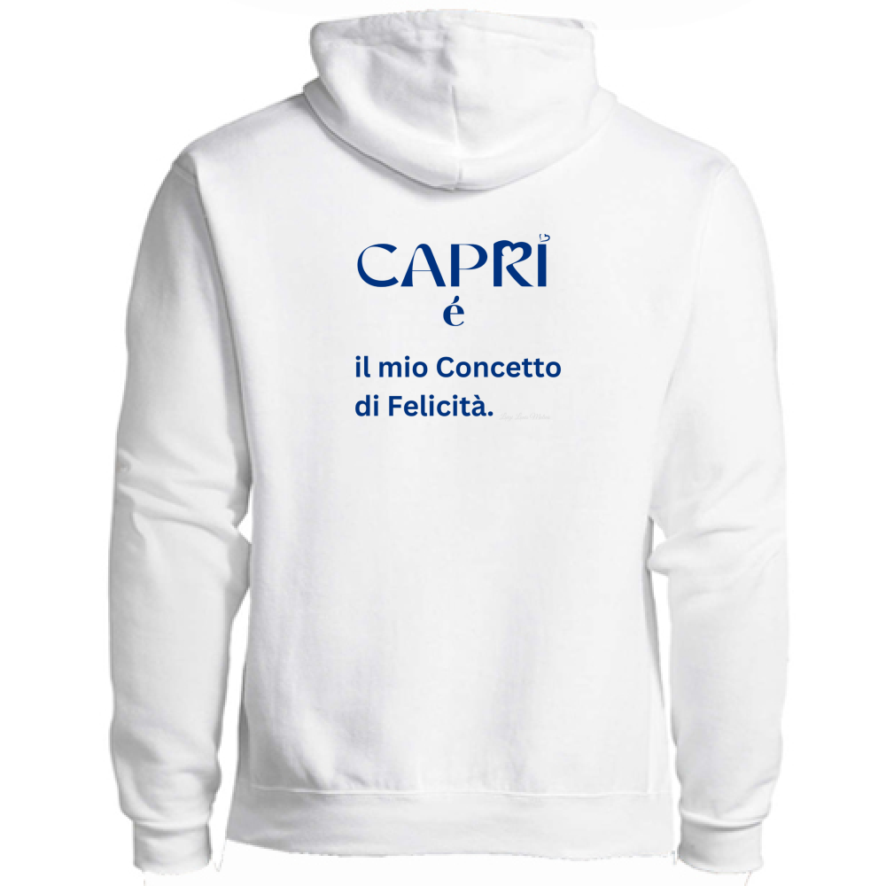 Felpa Premium Cappuccio Zip Capri é il mio concetto di Felicità scritta Blue