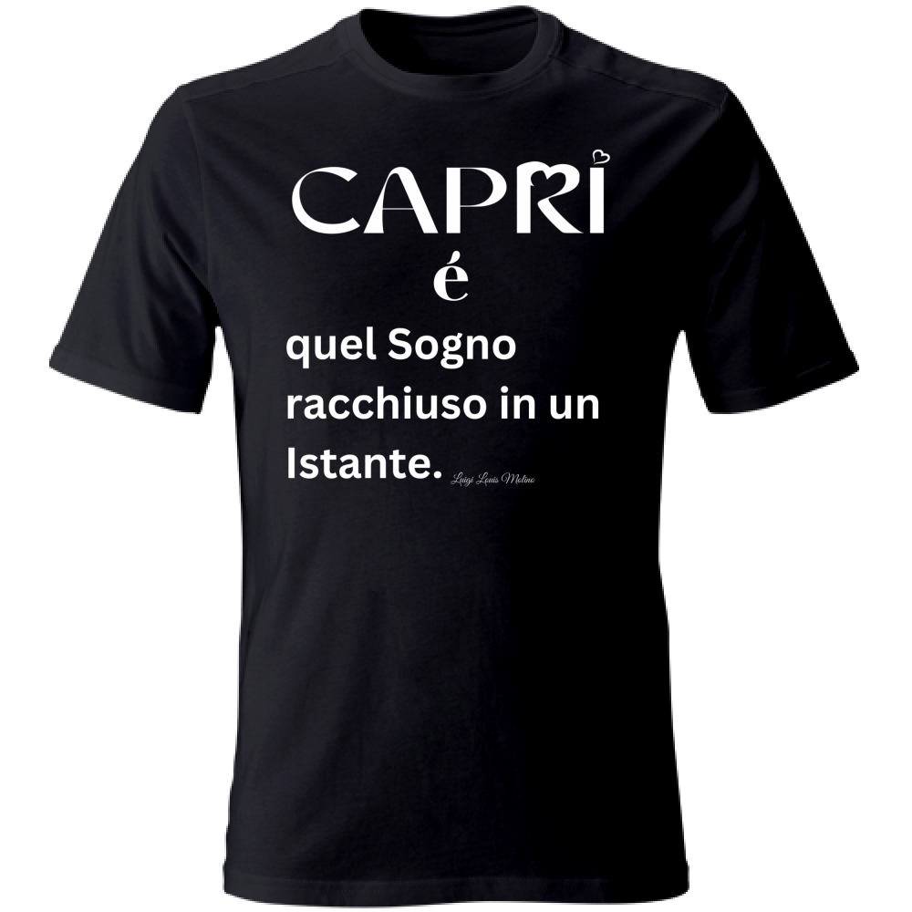 T-Shirt Bambino Capri Sogno racchiuso in un istante scritta bianca