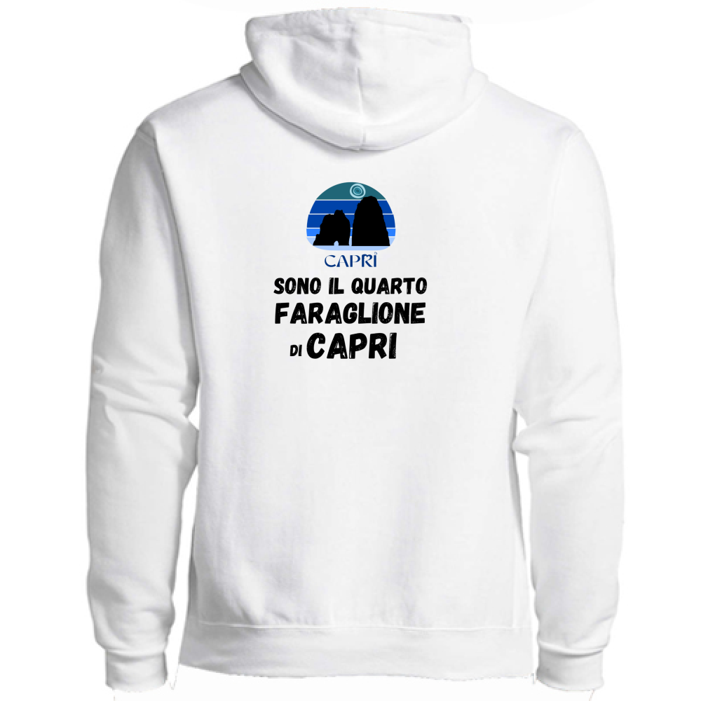 Felpa Premium Cappuccio Zip SONO IL QUARTO FARAGLIONE DI CAPRI SCRITTA NERA
